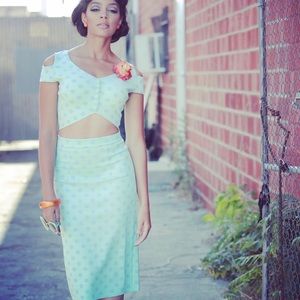 Retro PolkaDot Shirt -skirt set available